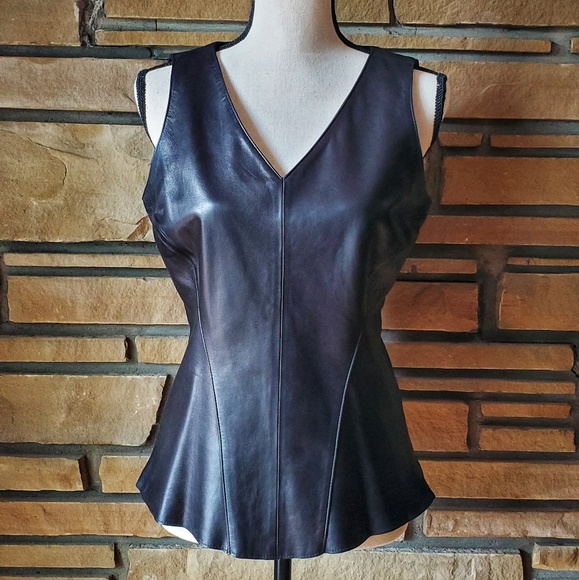 ANTONIO MELANI Tops - 🥀ANTONIO MELANI Sexy Black Genuine Leather Top S